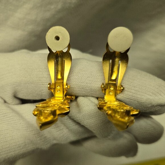 Vintage 80's Karl Lagerfeld Signed Wheat Stalk Clip On Earrings - Picture 6 of 6